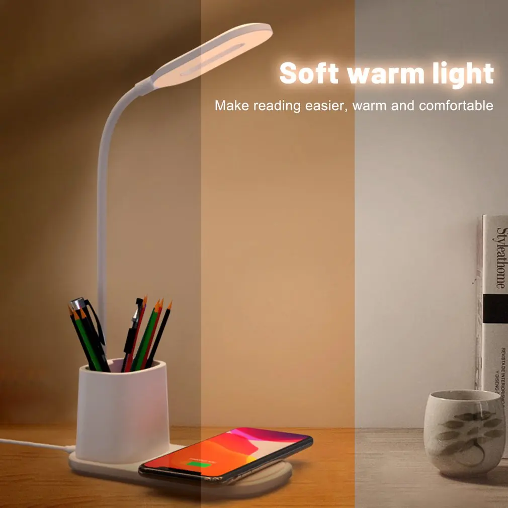 

*10W QI Quick Wireless Charging LED Table Desk Lamp Portable Eye Protect 360 Degree Flexible Touch Control Night Light
