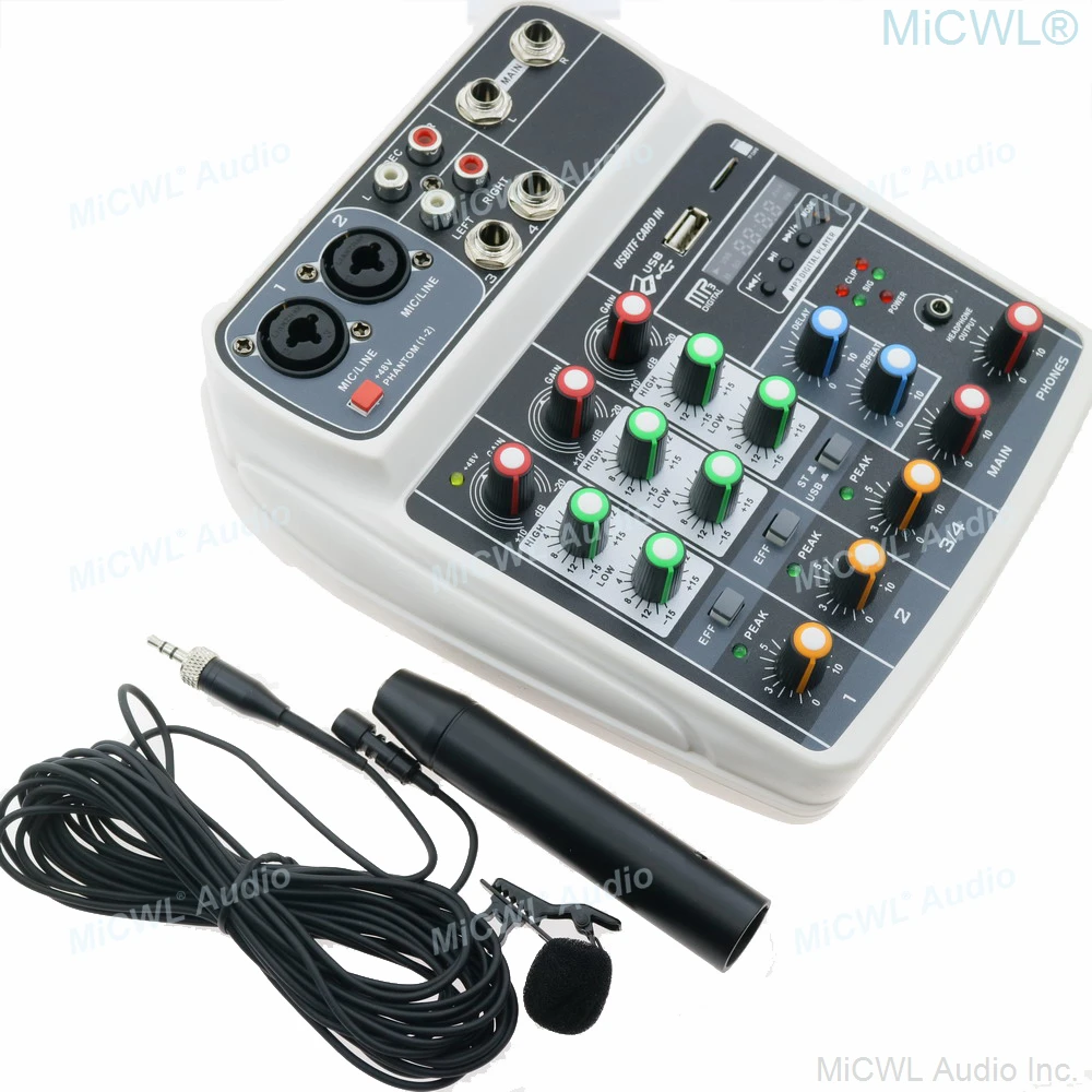 MiCWL 10 м Phantom Мощность ПЕТЛИЧНЫХ микрофонов со смесителем 4 канала микшерная