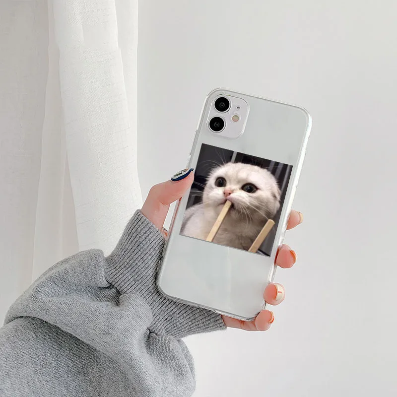 Чехол для IPhone 12 прозрачный чехол 11 Pro Max X Xr Xs 6 6s 7 8 Plus с мультяшным рисунком кота