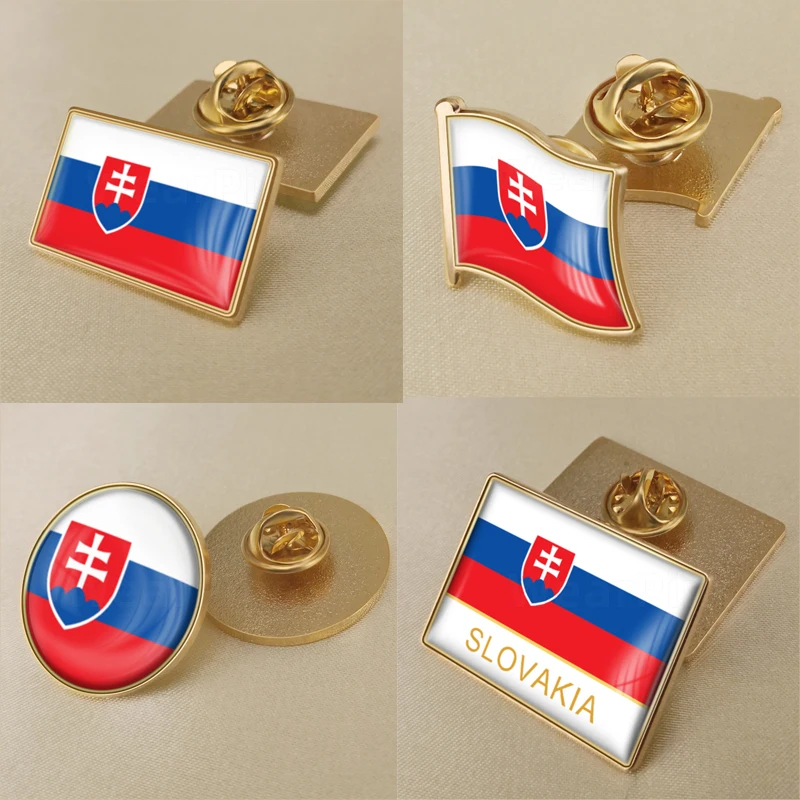 

Coat of Arms of Slovakia Slovaks Slovak Republic Map Flag National Emblem National Flower Brooch Badges Lapel Pins