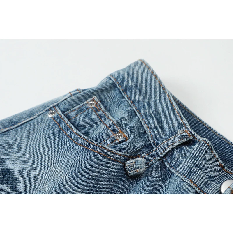 Винтажный дизайн с замком типа &quotмолния&quot Пестрое джинсы для женщин высокой