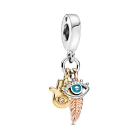2021 925 sterling silver all seeing eye feather spirituality dangle charm beads pendent fit original pandora bracelets bangle