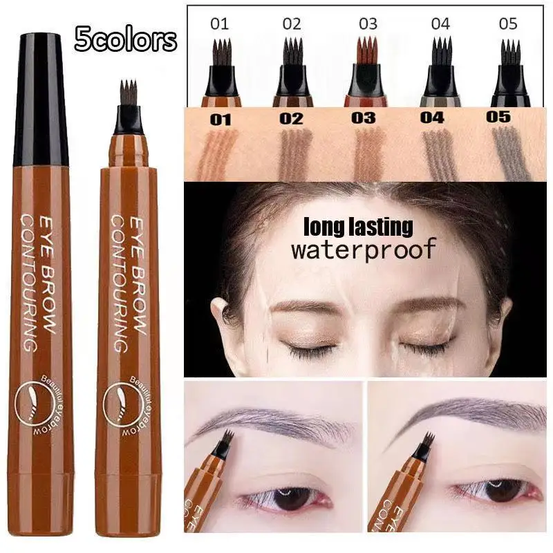 

3D Microblading Eyebrow Pen Waterproof Fork Tip Eyebrow Tattoo Pencil Long Lasting Professional Fine Sketch Liquid Eye Brow Pen