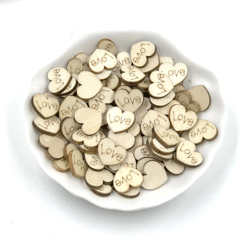 100 шт. деревянные миниатюрные кусочки в форме сердечек конфетти украшения для