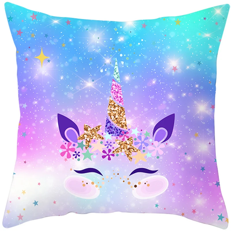 

LuanQI Pink Unicorn Pillowcase 45x45cm Cartoon Polyester Soft Home Decor Cushion Cover Kid Girl Favor Baby Shower Birthday Party
