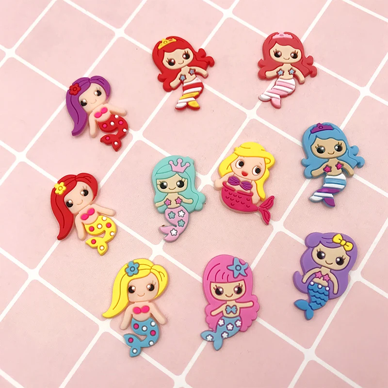 

10 шт. кавайный мультяшный рандомный кабошон с плоской задней стороной для бантов для волос, ПВХ резиновые ремесла, аксессуары для украшения ...