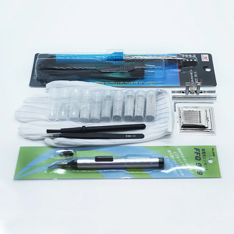 

Electric soldering iron 40W with Reballing jig- heated mini universal and BGA stencils29 pcs set- heated for IC Repair