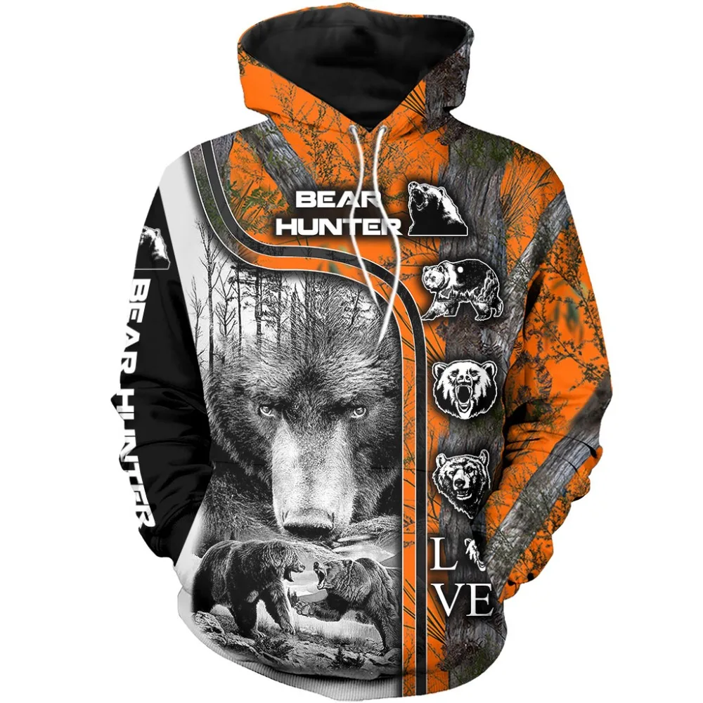 

3D Printed Bear Hunter Art Hoodie Harajuku Casual Sweatshirt Unisex Fashion Hip Hop Jacket Tops