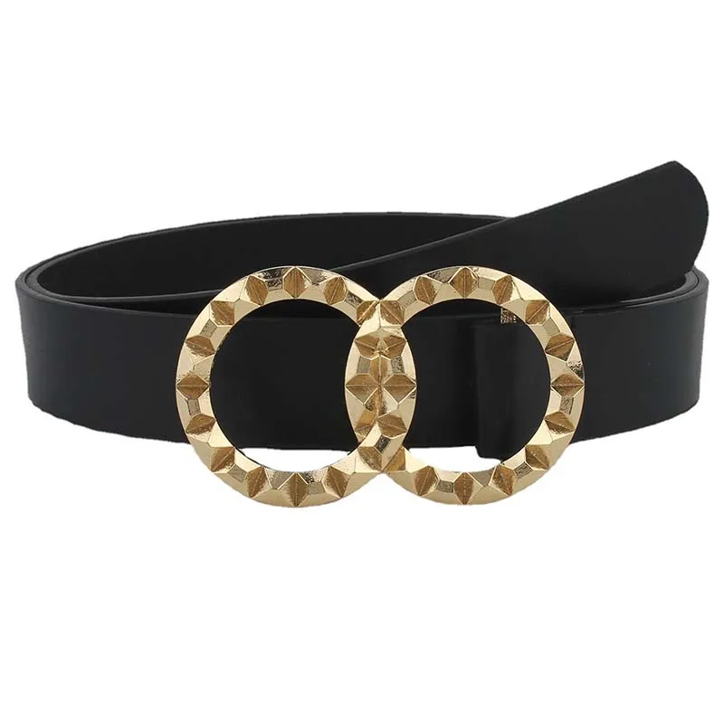 

Однотонные простые женские ремни с металлической двойной пряжкой-кольцом, Дамский Пояс из искусственной кожи, Женский декоративный пояс дл...