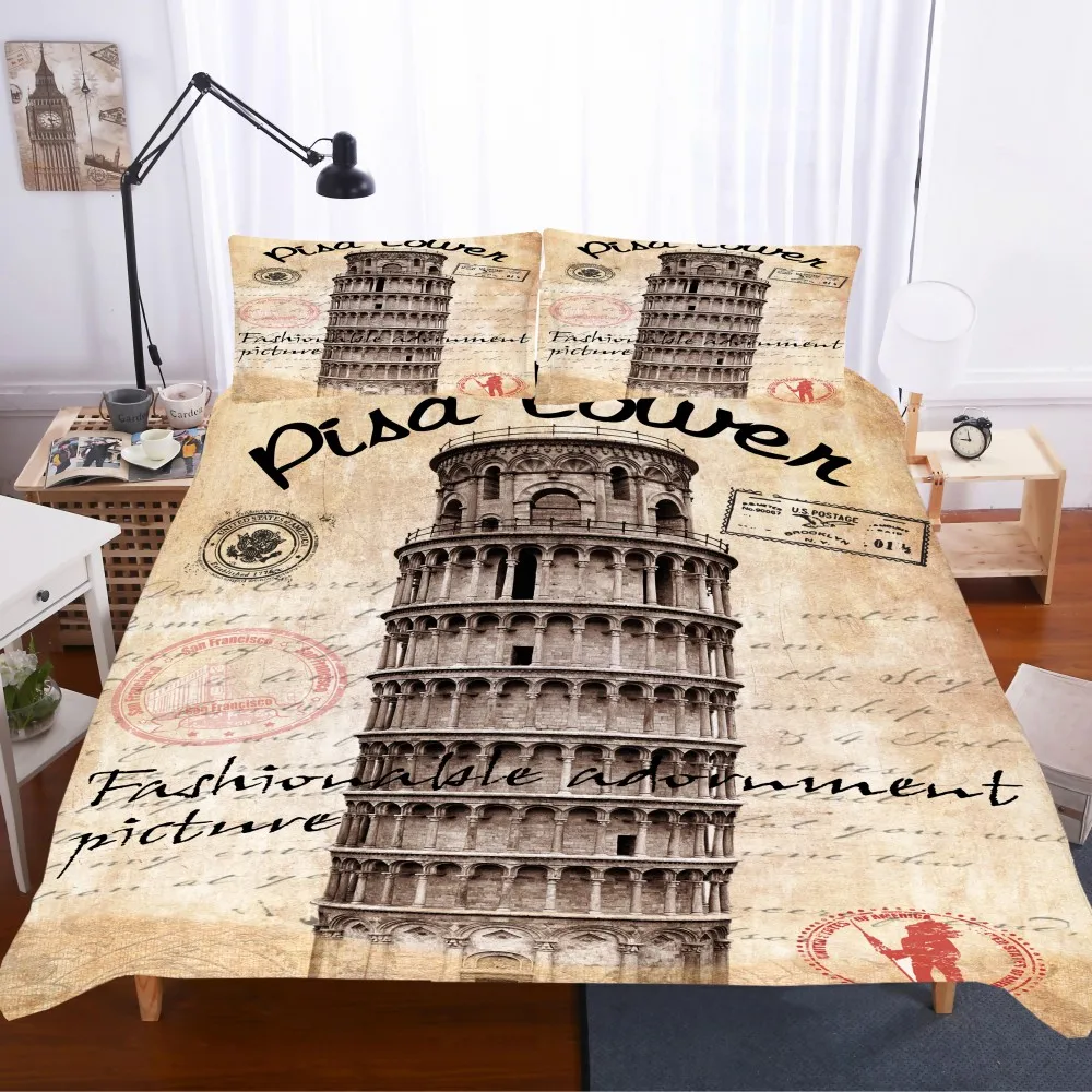 3 предмета ностальгия Постельное белье 3D Эйфелева башня печати пододеяльник