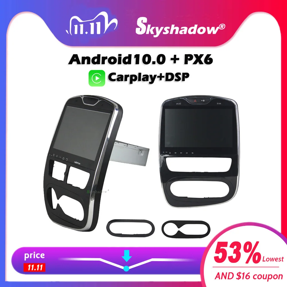 Автомобильный DVD плеер Carplay PX6 DSP IPS Android 10 0 4 Гб + 64 ГБ RDS радио GPS карта Wi Fi Bluetooth 5 для