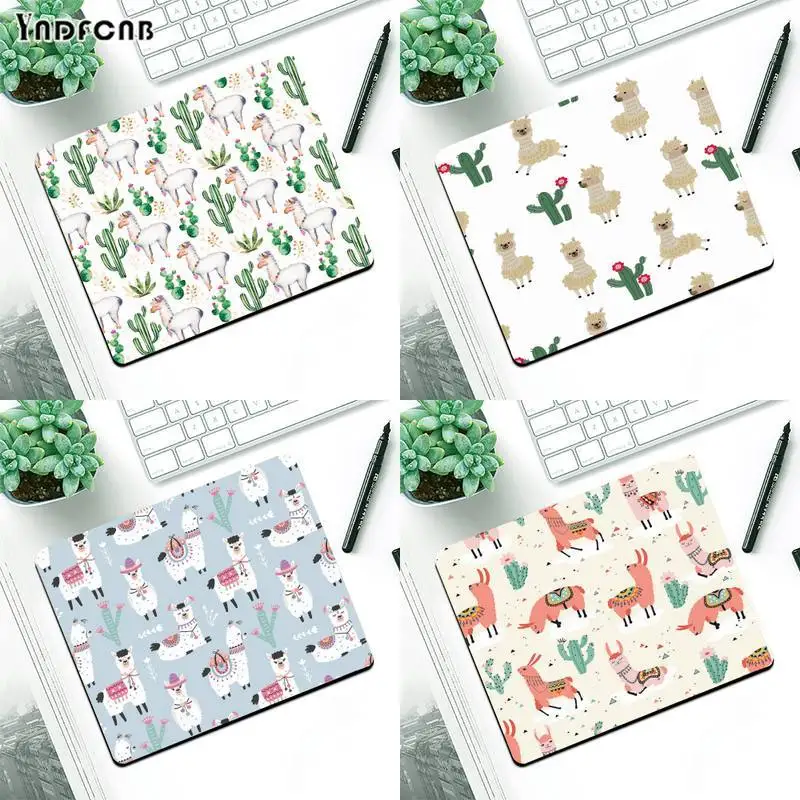 

Kawaii Cute Llama Alpaca pattern Design Pattern Game mousepad Small Pads Rubber Mouse Mat MousePad Desk Gaming Mousepad Cup Mat