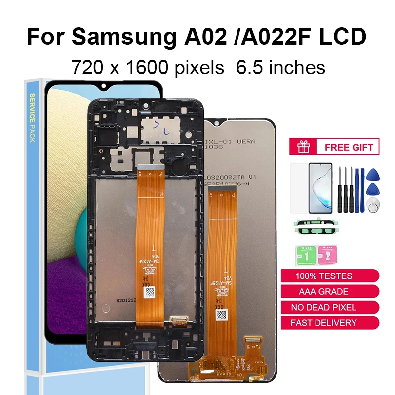 

ЖК-дисплей 6,5 дюйма для Samsung Galaxy A02 A022 SM-A022F A022F A022M A022G, сенсорный экран с дигитайзером, запасные части с рамкой