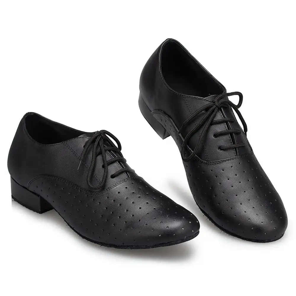 DKZSYIM Men's Latin Dance Shoes Black/White Ballroom Tango Dancing Shoes Leather Male Soft Bottom Jazz Shoes 24-28.5CM Hot Sales