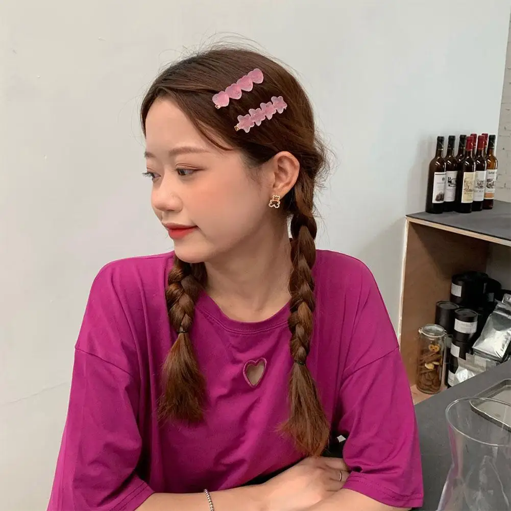 

2021 2Pcs/Set New Fashion Heart Star Candy Color Hairpin Hair Clips Headwear Barrettes Hair Accessories For Women Girls