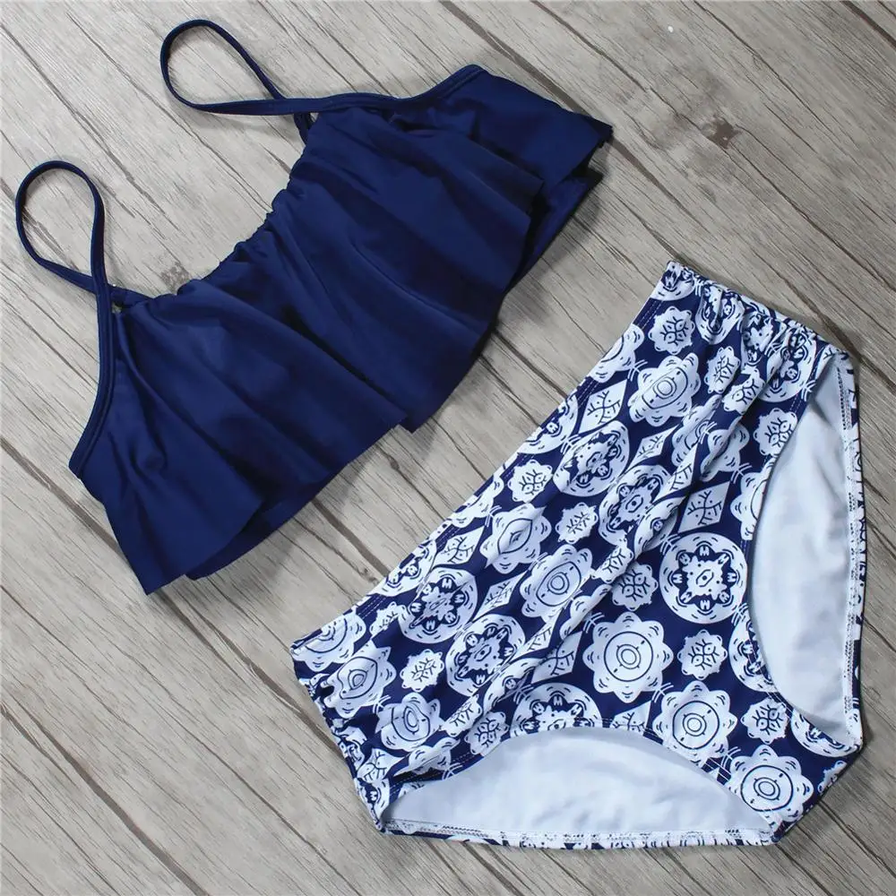 Бикини с высокой талией в виде листьев лотоса европейский и американский