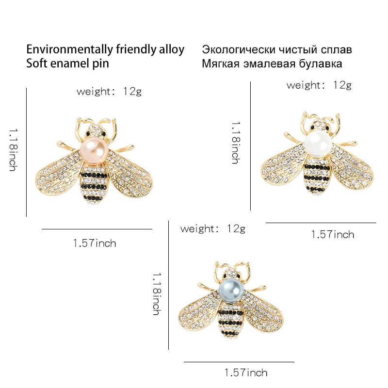 

Diamond Bee Brooches Insect Series Bee Crystal Rhinestone Lapel Enamel Pin Badge Cartoon Metal Jewelry Gifts for Kids Wholesale