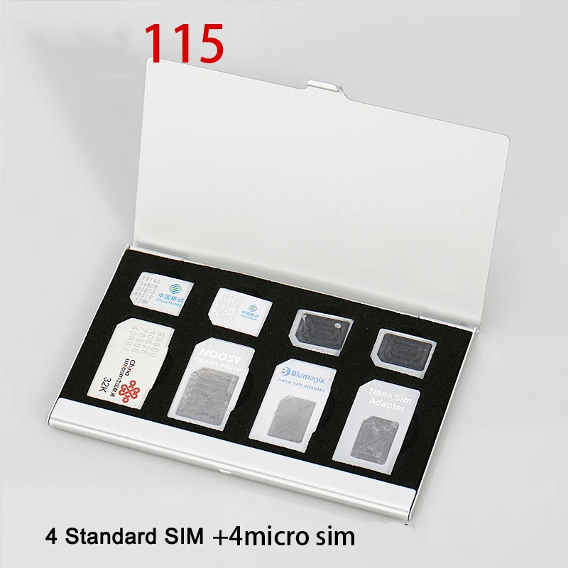 Серебристый монослойный алюминиевый держатель для 2 SD + 3TF Micro карт штырьковый