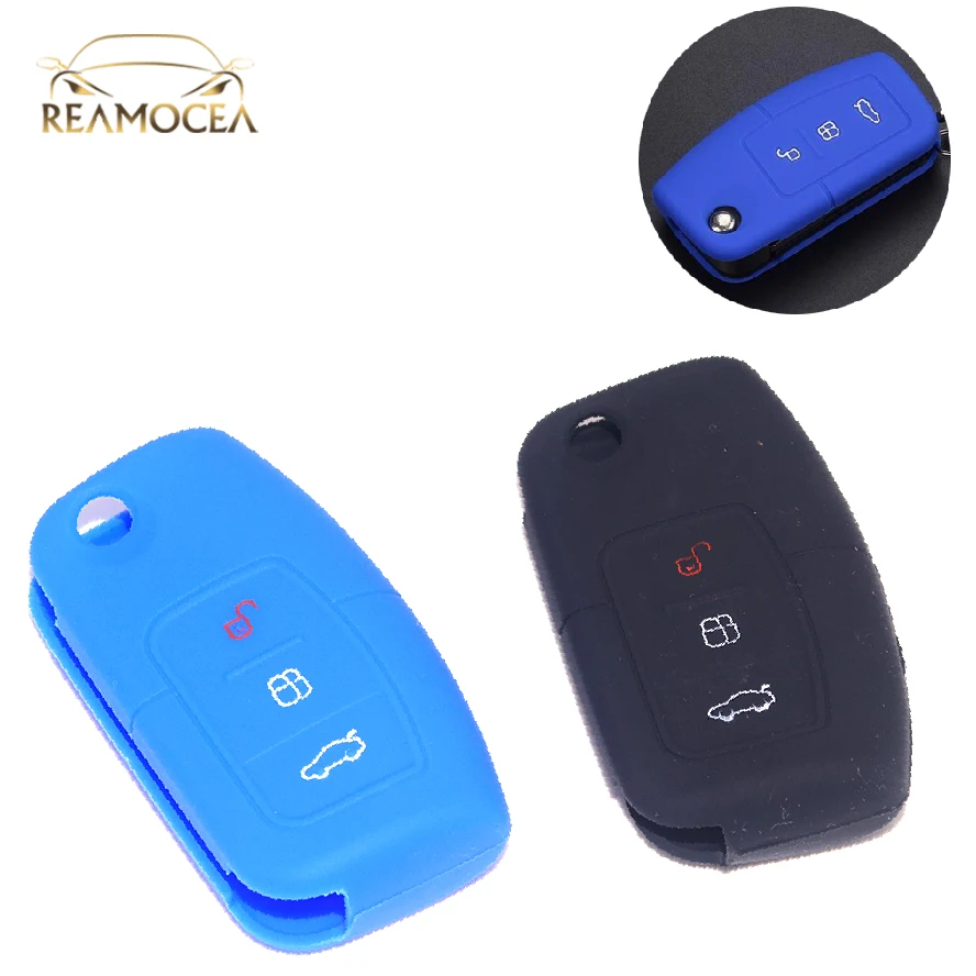 

Reamocea Silicone Car Remote Key Cover FOB Case Shell Protection Fit For Ford Fiesta Focus MK2 Mondeo Kuga Galaxy C-Max S-Max