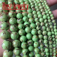 natural green shell howlite turquoises beads stone round loose spacers beads for jewelry making diy bracelets 15 4681012mm