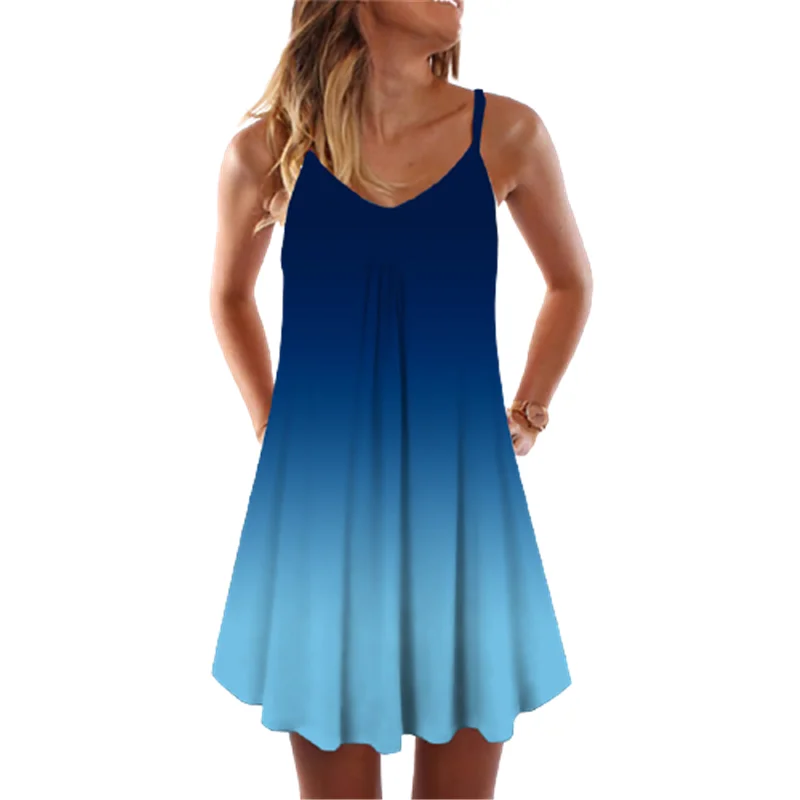 

Sexy Women A-Line Dresses Sleeveless Sling High Street Dress Striped Print Short Dress Female Summer Beach Casual Mini Dress