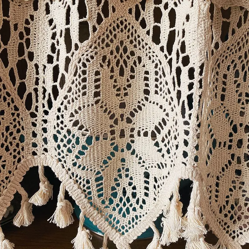 1pc vintage crocheted cotton thread half curtains cabinet curtain cafe curtain small curtains for the kitchen 180x38cm free global shipping