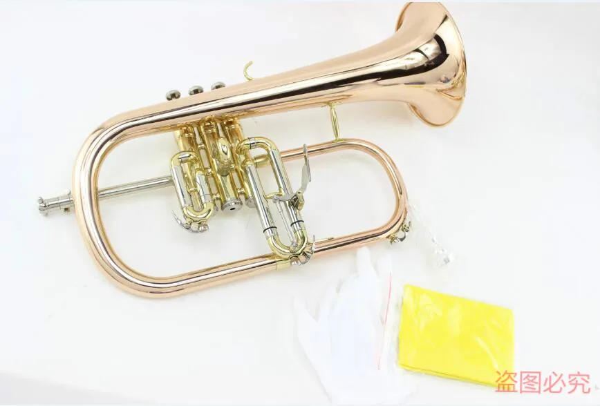 Bb флюгелхорн Золотой фосфор и медь с футляром мундштук Trumpets flugelhorn Музыкальные инструменты