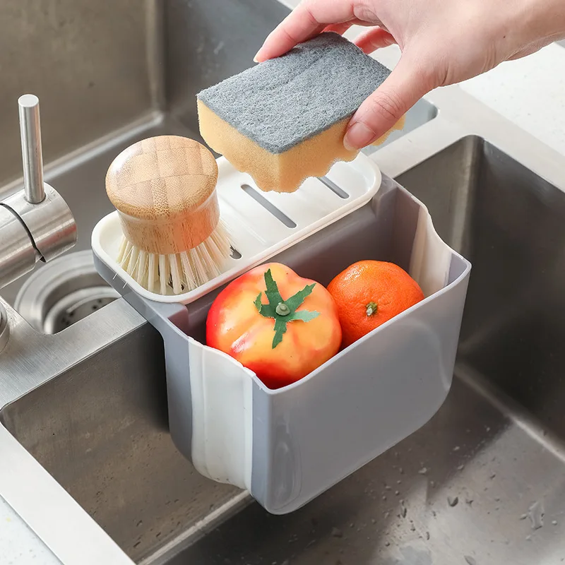 

New Thicken Foldable Sink Strainer Vegetable Fruit Drainer Basket Suction Cup Soap Sponge Rack Sink Filter Shelf