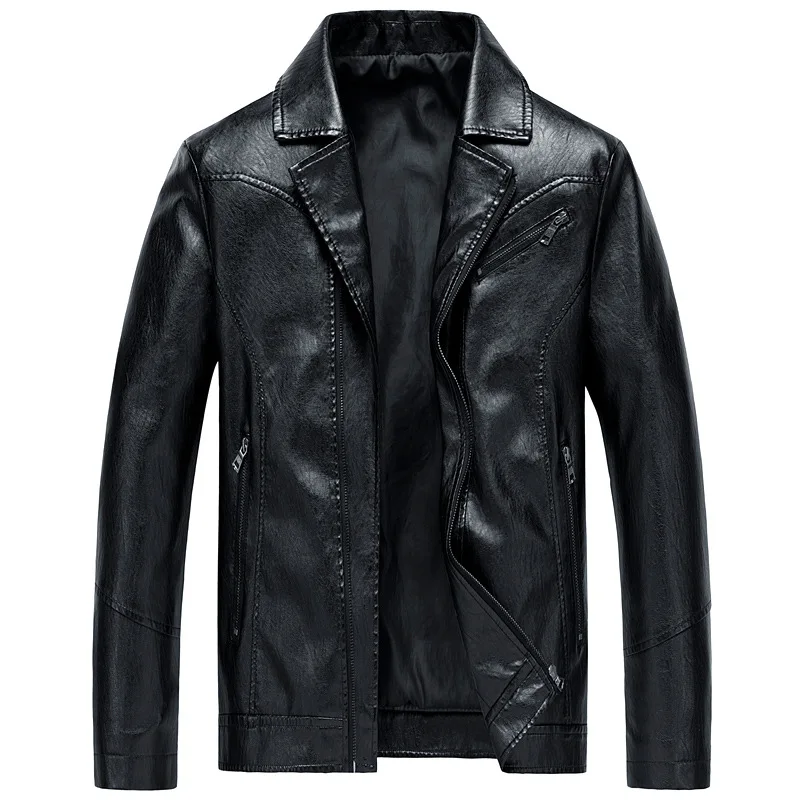 

Spring Autumn Men's Leather Jacket Men Blazer Designs Slim Fit Business Casual Suit Jacket Washed PU Leather Outerwear Male 4XL