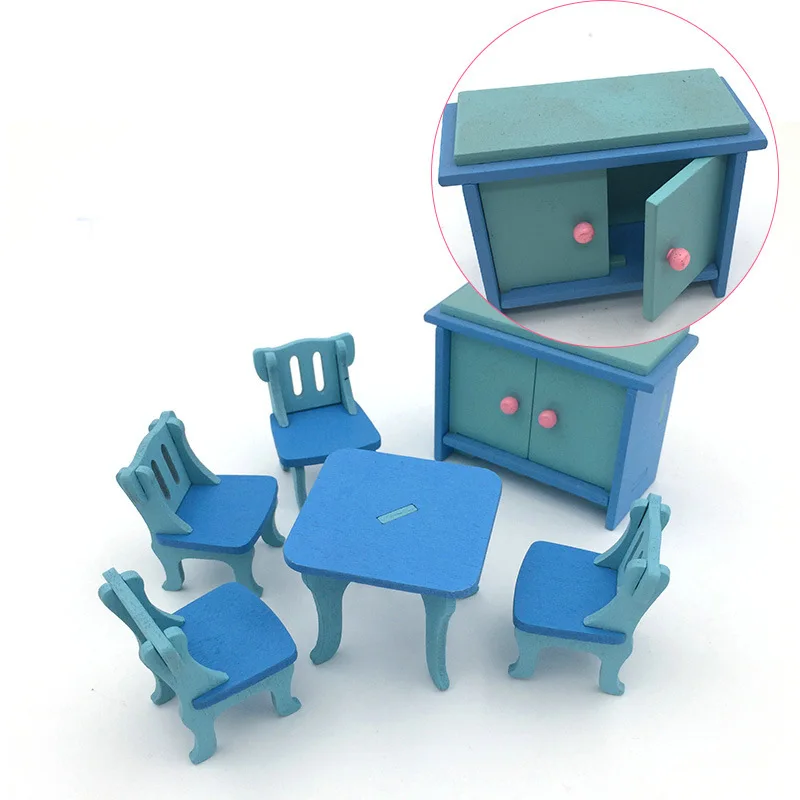 

1:12 Dollhouse Miniature Furniture Wooden Creative Bathroom Bedroom Restaurant For Kids Action Figure Doll House Decoration Doll