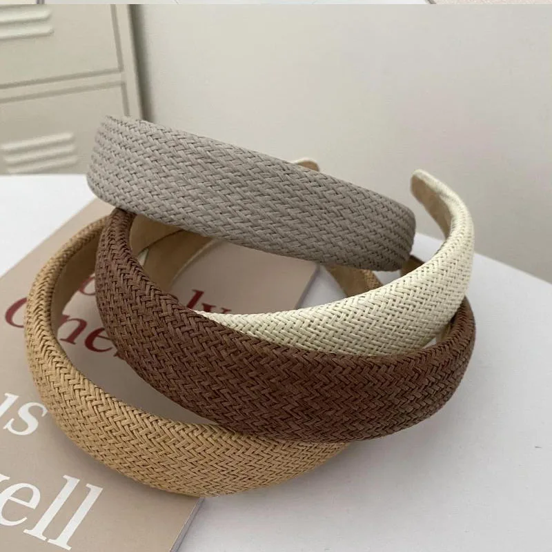 

Ins Style Cotton and Linen Paper Woven Women's Face Summer Broken Artifact Headband Hair Accessories Go Out Hairband Headdress