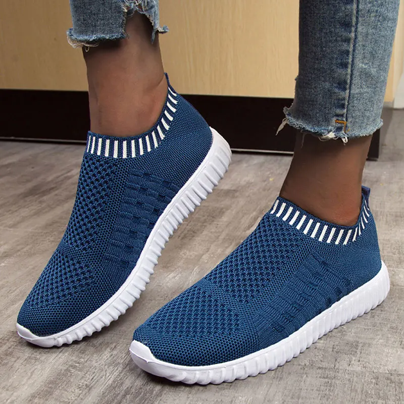 

Women shoes 2021 solid color round toe light comfortable breathable casual shoes women sneakers socks shoes plus size hjm678