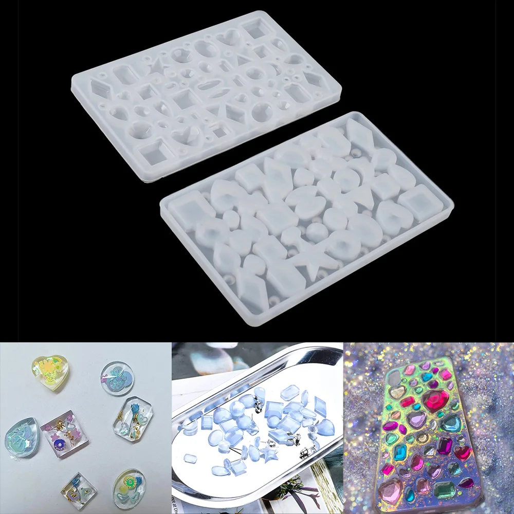 

1pcs Gem Patch Mold Crystal Epoxy Mold Moon Star Heart Gemstone Pendant Sticker Silicone Resin Mold For DIY Jewelry Making Tools
