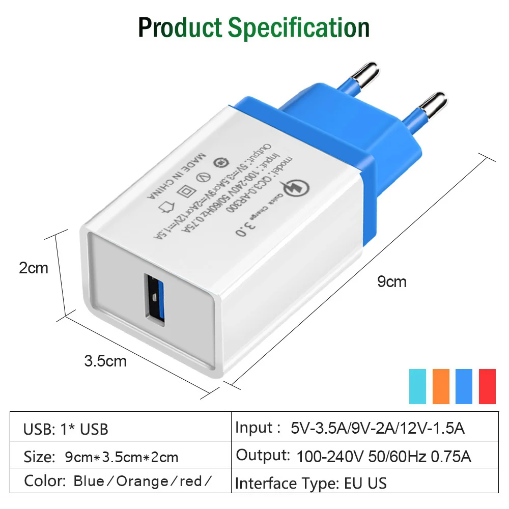 Быстрая зарядка 3,0 быстрое USB зарядное устройство 5 В/а быстрое зарядное устройство для iphone huawei Xiaomi samsung Galaxy ipad Apple