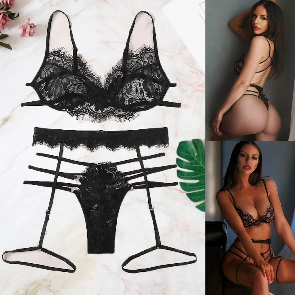 Женское сексуальное кружевное нижнее белье черное белье|Комплекты нижнего