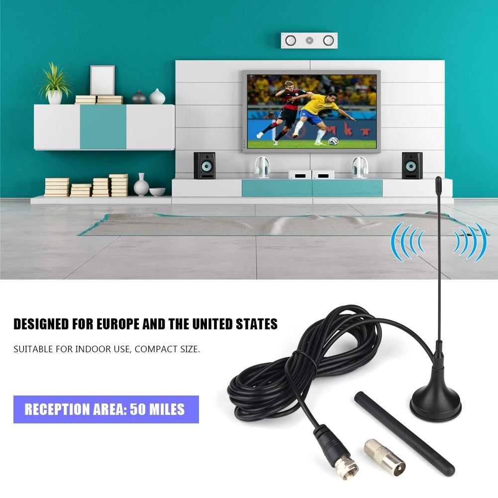 Внутренняя HD двойная антенна диапазон 50 миль Вертикальная ТВ цифровой прием