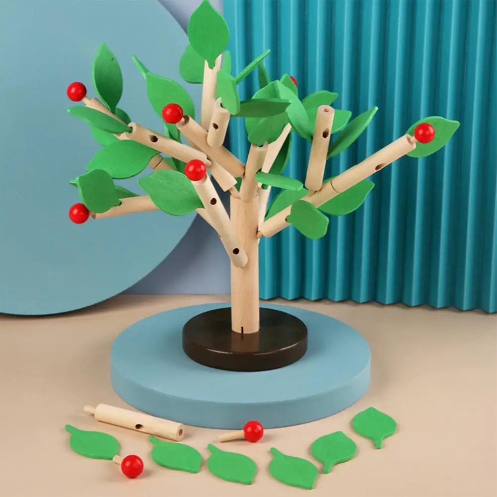 

Assembled Tree Wood Green Leaves Building Montessori Wooden Toys Chopping Block Early Educational Toy Children Learning Toy