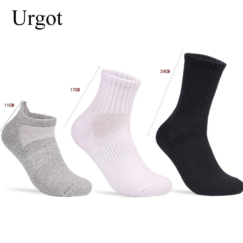 

Urgot 5 Pairs Men's Cotton Sports Socks Towel Bottom Solid Color Thicked Terry Socks Breathable Deodorant Basket Ball Sock Meias