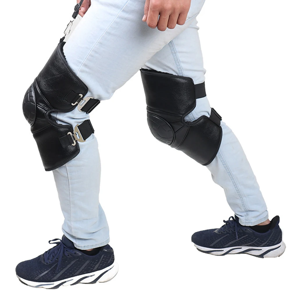 

1 Pair Safety Motorcycle Windproof Adults Kneecap Protective Waterproof Warm Adjustable Guard PU Leather Riding Thickened