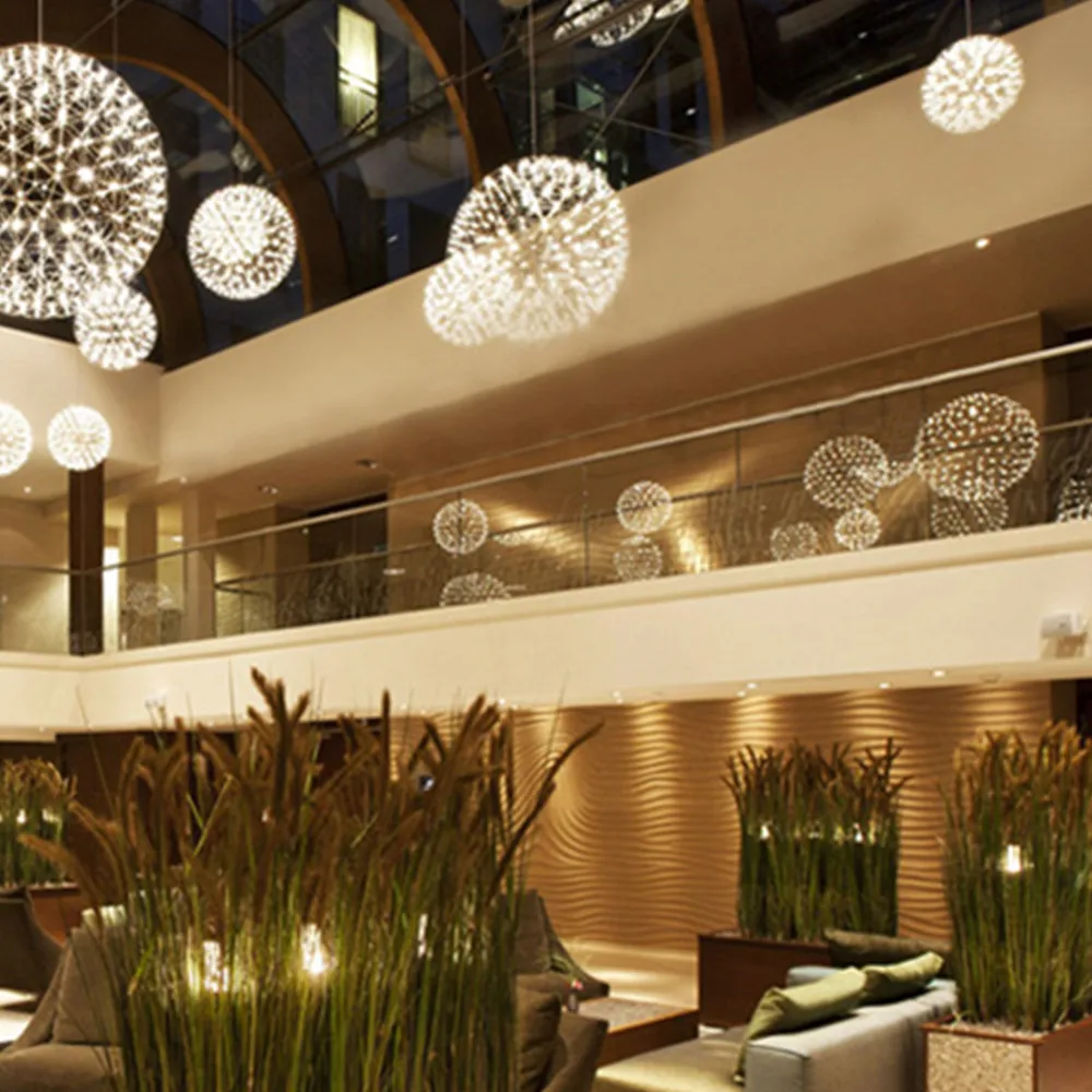 

Postmodern Spark Pendnt Light Designer's Light Living Room Dining Metal Lamps Firework Luminaire Silver Rose Gold Luster