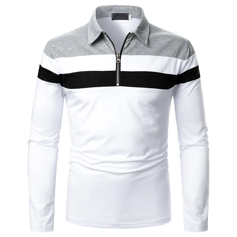 

New Autumn Men Polo Men Long Short Sleeve Polo Shirt Zipper Polo Clothing Streetwear Casual Fashion Men Tops Dress Shirt Men