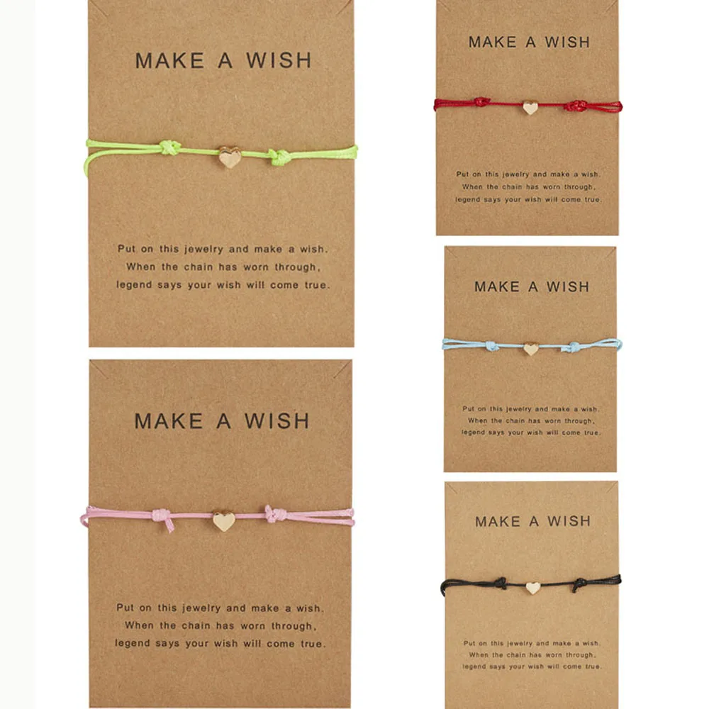 1 шт. простой Плетеный Регулируемый браслет с надписью Make a Wish Papper ювелирные