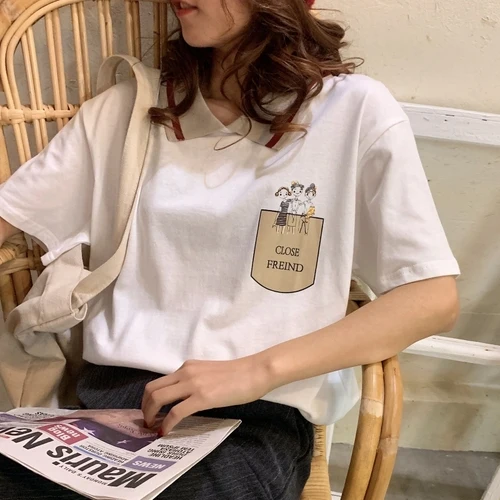 Лидер продаж Повседневная Свободная Базовая Женская белая футболка с коротким