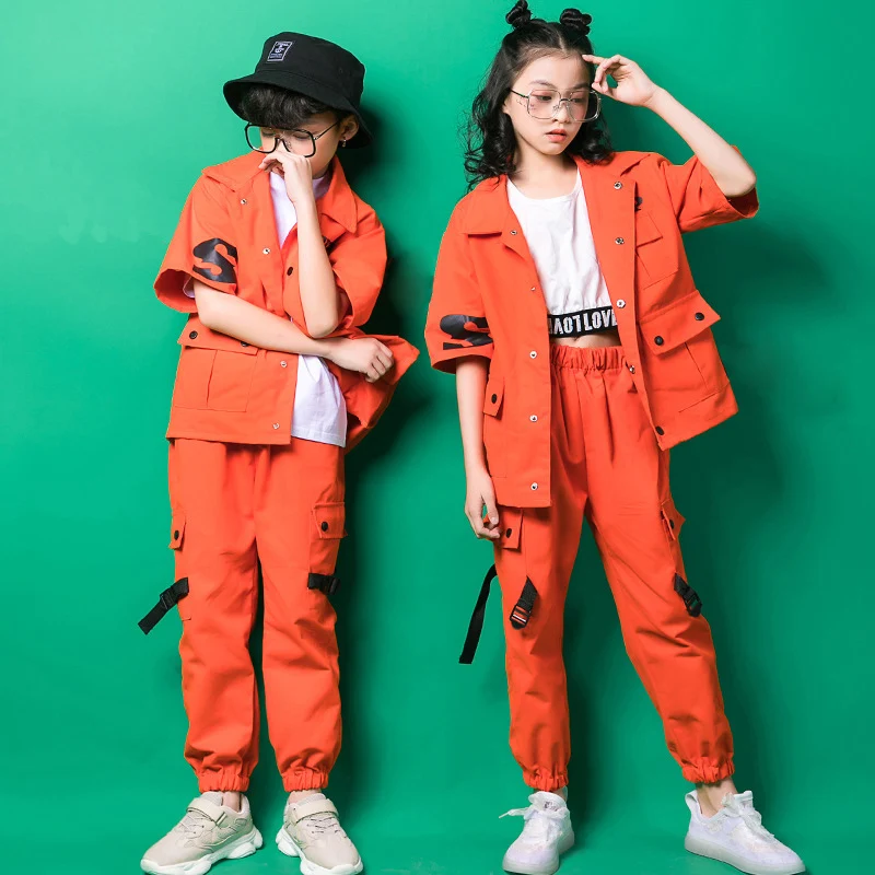Детские брюки карго куртка с коротким рукавом одежда в стиле хип хоп костюм для