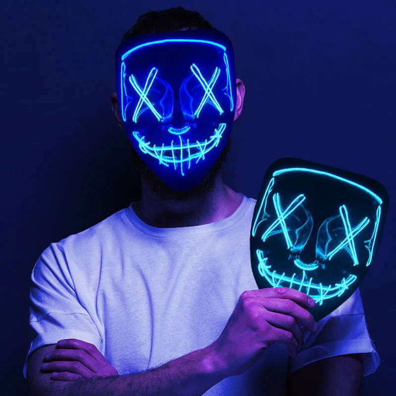 

Halloween Mask Led Mask Party Masque Masquerade Masks Glowing Purge Mask Led Light Up Line Horror Mask For Festival Cosplay Cost