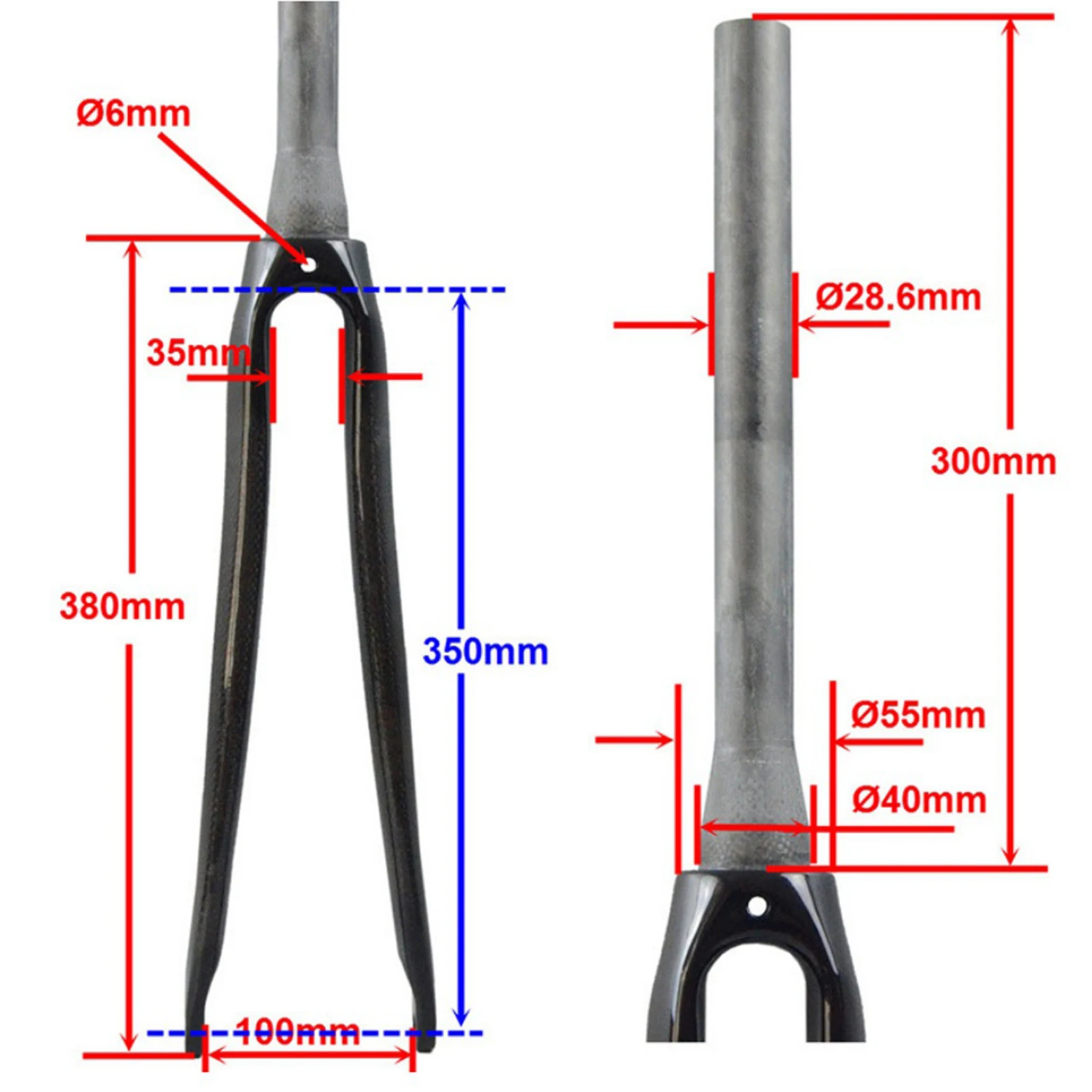

1-1/8" 28.6MM Road Bike Full Carbon Threadless Front Fork 700C C-Brake Cycling
