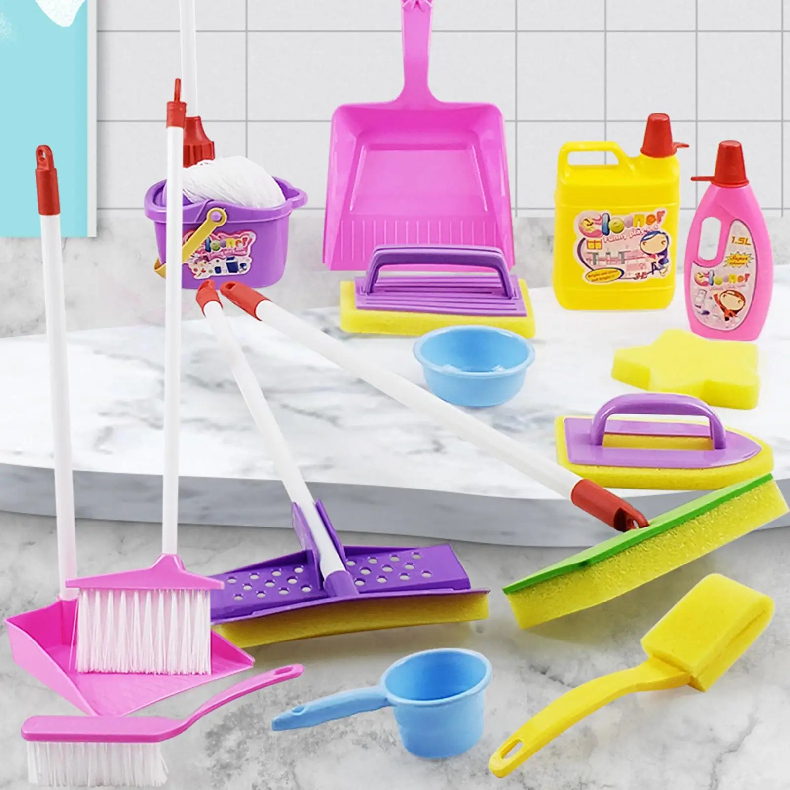 

Simulation girl play house toys cleaning tool toys for children Role Playing Creative Educational Toy Mini Mop Broom Bucket