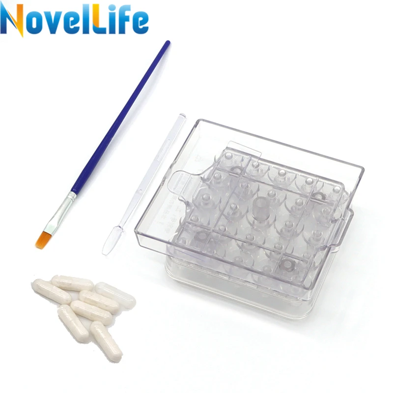 25 Holes Manual Capsule Filling Board Machine Size 00 0 1 2 DIY Pharmaceutical Herbal Powder Pill Capsules Maker Filler Tool Set |