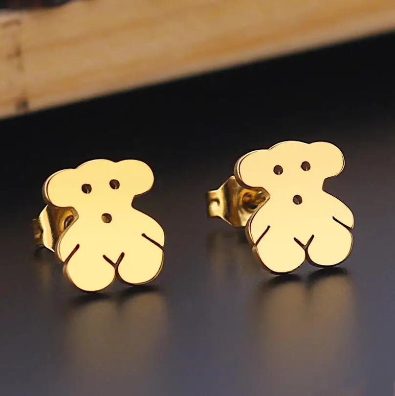 gold earrings Yiustar Грация серьги «Микки Маус» крошечные Микки серьги для женщин девочек детей детские серьги-гвоздики мини мультфильм Ювелирные изделия Подарки - Metal Color: gold earrings