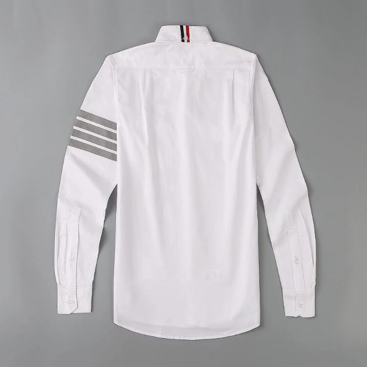 

Fashion TB 2021 THOM Brand Shirts Men Slim White Long Sleeve Casual Shirt Turn Down Collar Oxford Fabric Solid Men's Clothing